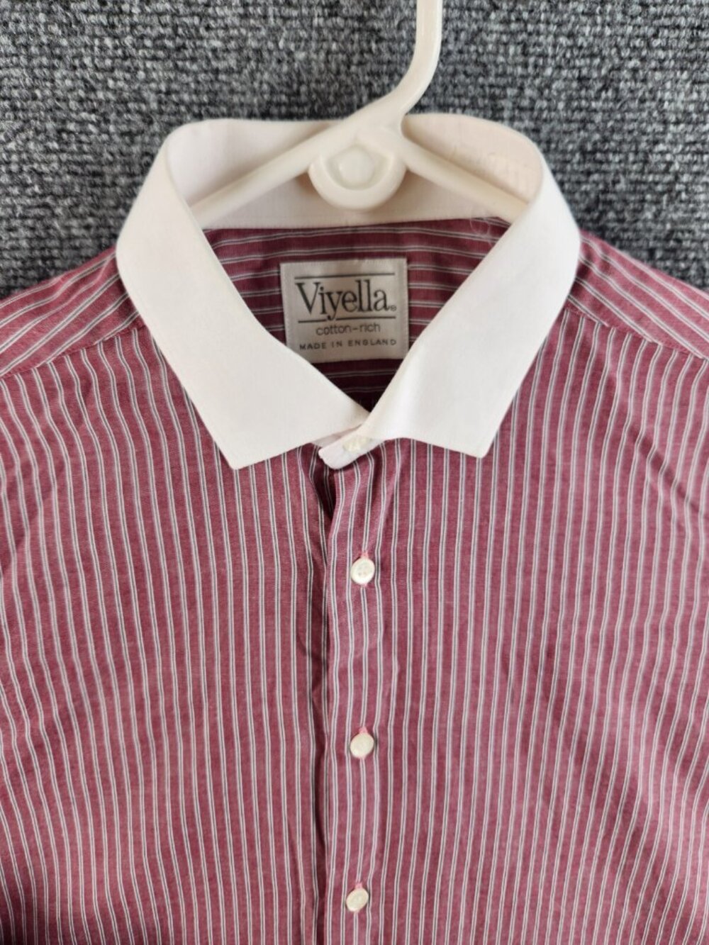 Viyella Cotton-rich Made In England Red Blue Stripe Long Sleeve Button Up Shirt